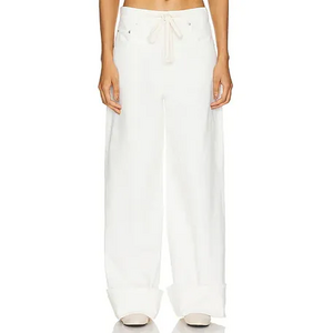 GRLFRND x Maggie MacDonald Lucia Drawstring Baggy Wide Leg in Arroyo in White